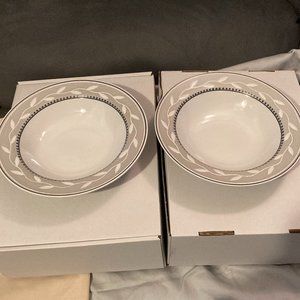 VINTAGE 1990's SAKURA Port of Call SERENADE-Set of 2 Rimmed Soup Bowls-8.5"D-EUC